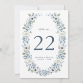 Blue Floral Wedding Table Number (Achterkant)
