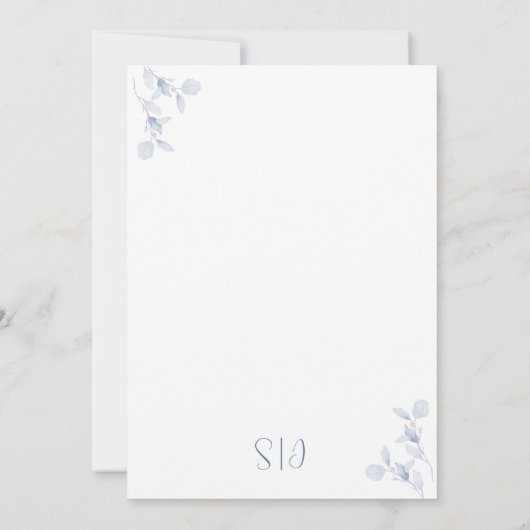 Blue Floral Wedding Table Number (Achterkant)