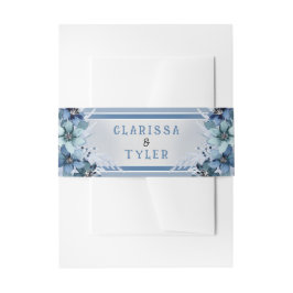 Blue Floral Wedding Uitnodigingen Wikkel