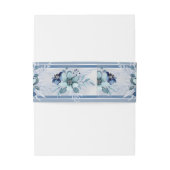 Blue Floral Wedding Uitnodigingen Wikkel (Achterkant Voorbeeld)