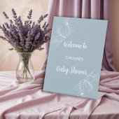 Blue Floral Welkom Baby shower Teken Reclamebord Met Voetstuk