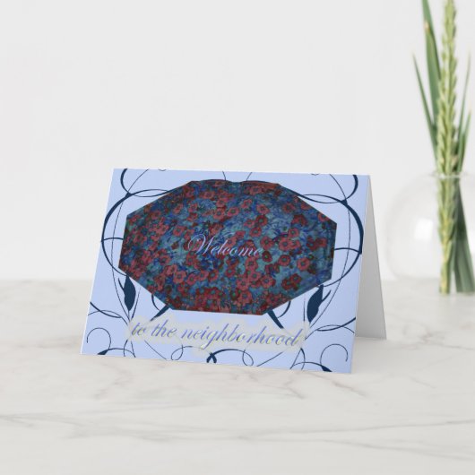 Blue Floral Welkom bij de Kaart van de buurt (Voorkant)