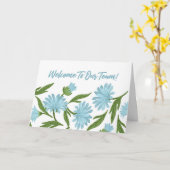 Blue Floral Welkom bij het Team Nieuwe Medewerker Kaart (Gele Bloem)
