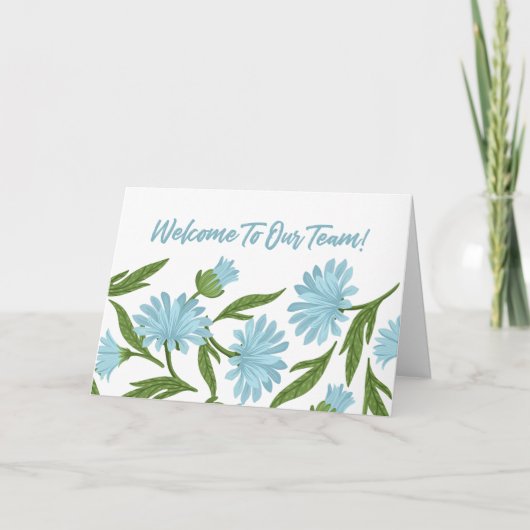 Blue Floral Welkom bij het Team Nieuwe Medewerker Kaart (Voorkant)