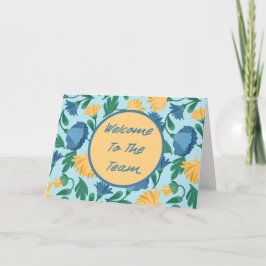 Blue Floral Welkom bij het Team Nieuwe Medewerker Kaart