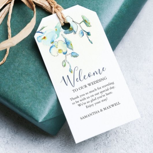 Blue Floral Welkomstcadeautjes Labels Cadeaulabel