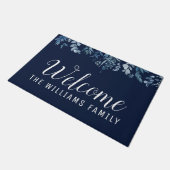 blue floral welkomstscript doormat deurmat (Schuin)