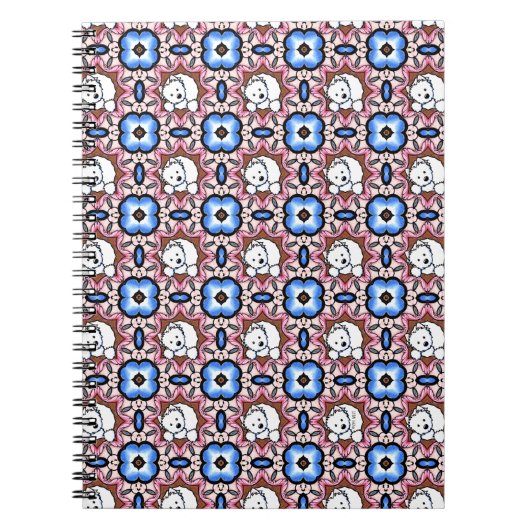 Blue Floral Westie Notitieboek (Voorkant)