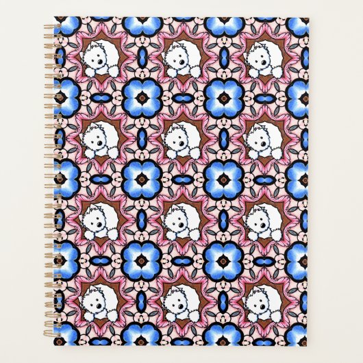 Blue Floral Westie Planner (Voorkant)