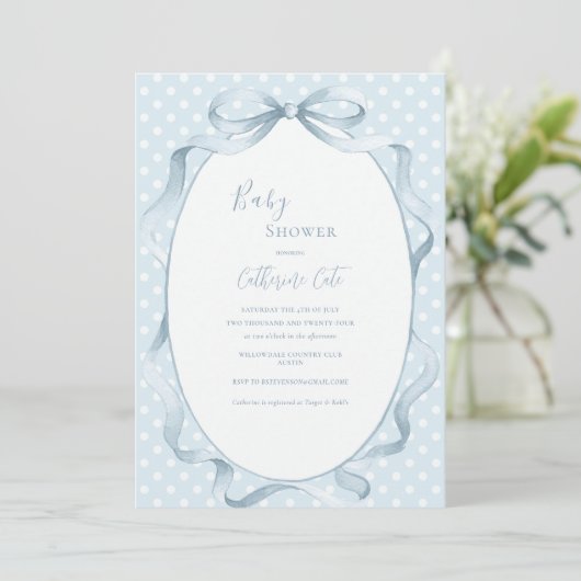 Blue Floral Whimsical Baby Shower  Kaart (Staand voorkant)