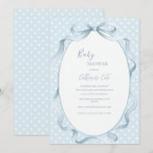 Blue Floral Whimsical Baby Shower  Kaart (Voorkant / Achterkant)