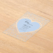 Blue Floral Whimsical Heart Baby Shower  Acryl Uitnodigingen (Laagn)