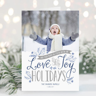 Blue Floral Whimsy 2 Foto gevouwen Feestdagen Kaart