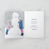 Blue Floral Whimsy 2 Foto gevouwen Feestdagen Kaart (Binnen)