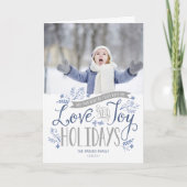 Blue Floral Whimsy 2 Foto gevouwen Feestdagen Kaart (Voorkant)