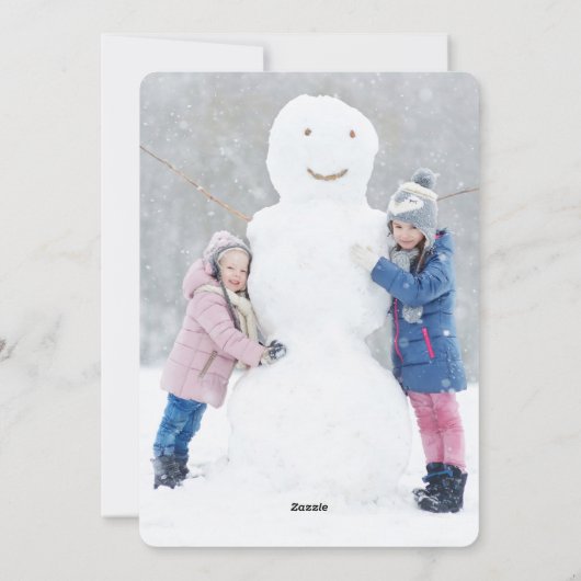 Blue Floral Whimsy 2 Photo Flat Feestdagenkaart (Achterkant)