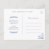 Blue Floral Whimsy Holiday Foto Briefkaart (Achterkant)