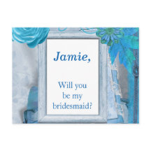 Blue Floral Wil jij mijn bruidsmeisje zijn?