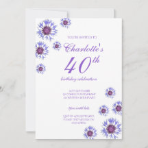 Blue Floral Wildflower 40ste verjaardagsfeest