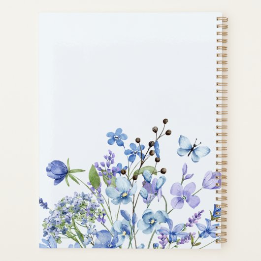 Blue Floral Wildflower gepersonaliseerd Planner (Achterkant)