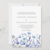 Blue Floral Wildflower Uitnodiging voor een bruilo (Voorkant)