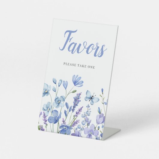 Blue Floral Wildflower Vrijgezellenfeest Favor Reclamebord Met Voetstuk (Voorkant)