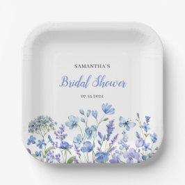 Blue Floral Wildflower Waterverf Vrijgezellenfeest Papieren Bordje