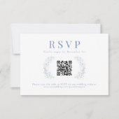 Blue Floral Wildflower Wedding RSVP QR Code Kaarte (Voorkant)