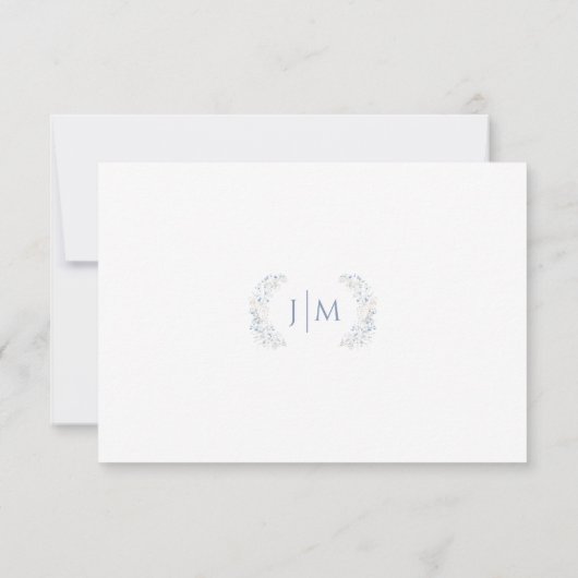 Blue Floral Wildflower Wedding RSVP QR Code Kaarte (Achterkant)