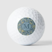 Blue Floral William Morris Custom Initiaal Dames Golfballen (Voorkant)
