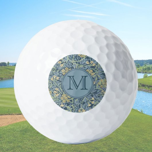 Blue Floral William Morris Custom Initiaal Dames Golfballen