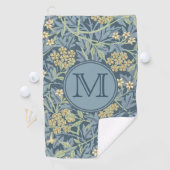 Blue Floral William Morris Custom Initiaal Dames Golfhanddoek (Insitu)