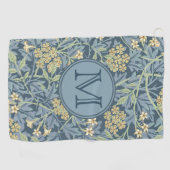 Blue Floral William Morris Custom Initiaal Dames Golfhanddoek (Horizontaal)
