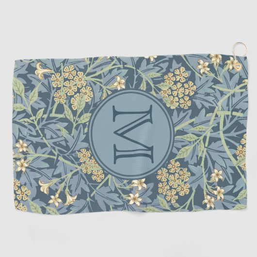 Blue Floral William Morris Custom Initiaal Dames Golfhanddoek (Horizontaal)