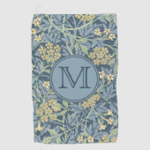 Blue Floral William Morris Custom Initiaal Dames Golfhanddoek (Voorkant)