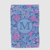 Blue Floral William Morris Custom Initiaal Dames Golfhanddoek (Voorkant)