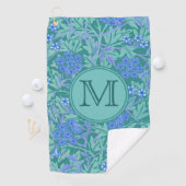 Blue Floral William Morris Custom Initiaal Dames Golfhanddoek (Insitu)