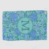 Blue Floral William Morris Custom Initiaal Dames Golfhanddoek (Horizontaal)