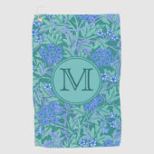 Blue Floral William Morris Custom Initiaal Dames Golfhanddoek (Voorkant)