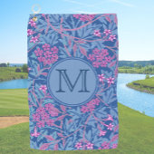 Blue Floral William Morris Custom Initiaal Dames Golfhanddoek