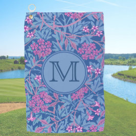Blue Floral William Morris Custom Initiaal Dames Golfhanddoek