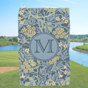 Blue Floral William Morris Custom Initiaal Dames Golfhanddoek
