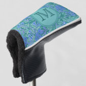 Blue Floral William Morris Custom Initiaal Dames Golfheadcover (3/4 voorkant)