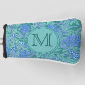 Blue Floral William Morris Custom Initiaal Dames Golfheadcover (Voorkant)
