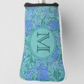 Blue Floral William Morris Custom Initiaal Dames Golfheadcover (Draai 90)