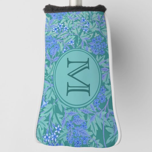 Blue Floral William Morris Custom Initiaal Dames Golfheadcover (Draai 90)