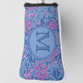 Blue Floral William Morris Custom Initiaal Dames Golfheadcover (Draai 90)