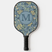 Blue Floral William Morris Custom Initiaal Dames Pickleball Paddle (Voorkant)