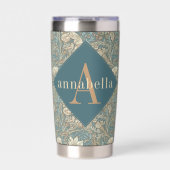 Blue Floral William Morris Elegant Monogram Geïsoleerde Drinkbeker (Voorkant)