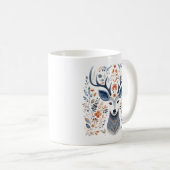 Blue Floral Winter Stag Mok (Voorkant rechts)